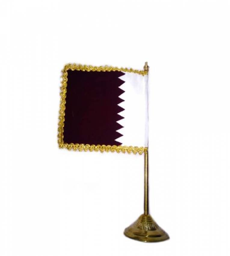 Drapeau Qatar de Bureau en Cuivre 41cm